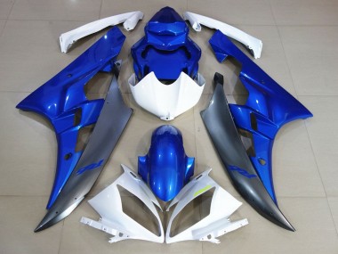 2006-2007 Yamaha YZF R6 Motorcycle Fairings - White Blue Matte Black Canada