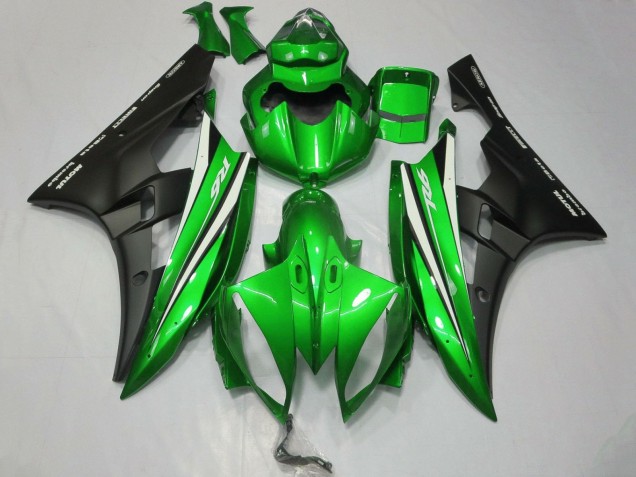 2006-2007 Yamaha YZF R6 Motorcycle Fairings - Green White Matte Black Canada