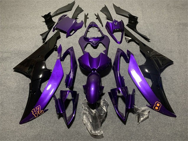 2008-2016 Yamaha YZF R6 Motorcycle Fairings - Purple Glossy Black 24 Canada