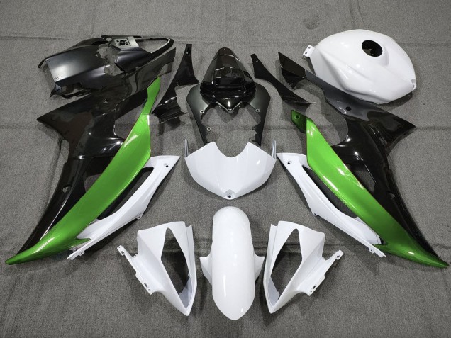 2008-2016 Yamaha YZF R6 Motorcycle Fairings - White Green Glossy Black Canada