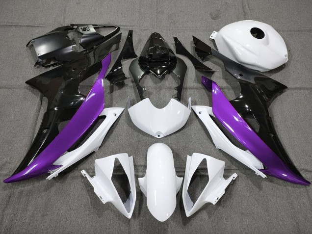 2008-2016 Yamaha YZF R6 Motorcycle Fairings - White Purple Glossy Black Canada
