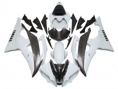 2008-2016 Yamaha YZF R6 Motorcycle Fairings - White Faux Carbon Fiber Style Canada