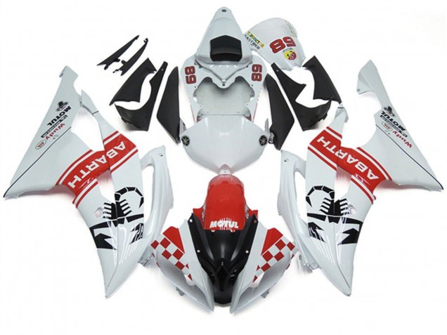 2008-2016 Yamaha YZF R6 Motorcycle Fairings - White Red Black Motul Michelin Abarth 89 Canada