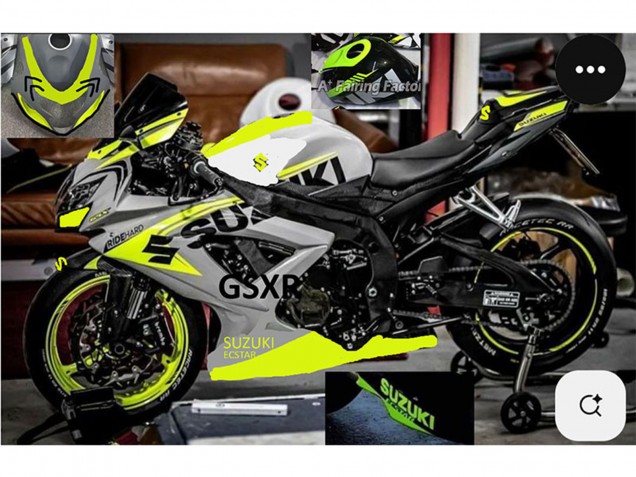 2004-2005 Suzuki GSXR 750 Motorcycle Fairings - Grey Lemon Green Black Canada