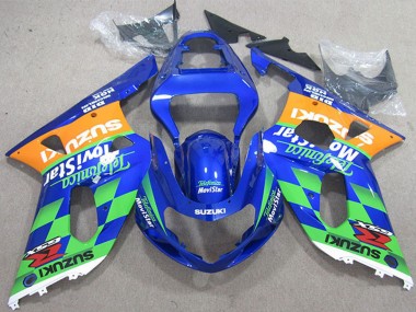 2001-2003 Suzuki GSXR 600 Motorcycle Fairings - Blue Orange Green Telefonica MoviStar Canada