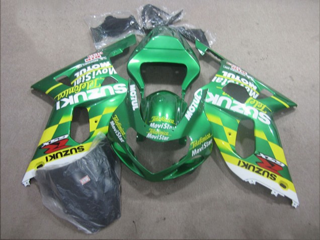 2001-2003 Suzuki GSXR 600 Motorcycle Fairings - Green Yellow Telefonica MoviStar Canada