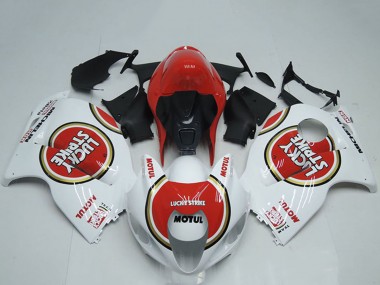 1996-2007 Suzuki GSXR 1300 Hayabusa Motorcycle Fairings - White Red Lucky Strike Motul Canada