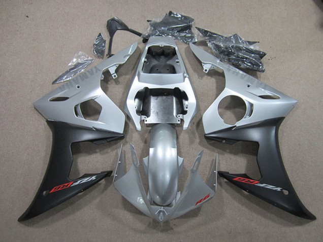 2003-2004 Yamaha YZF R6 Motorcycle Fairings - Silver Matte Black Canada