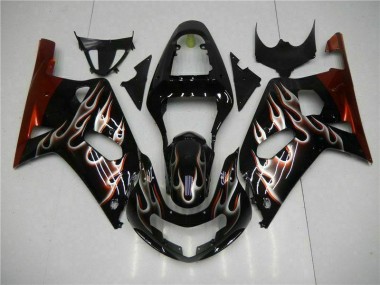 Black 01-03 GSXR 600/750 Motorcycle Fairing Kits & Plastic