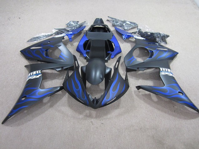 Black Blue Flame 03-05 YZF R6 Motorcycle Fairings Black Blue Flame 03-05 YZF R6 Motorcycle Fairings