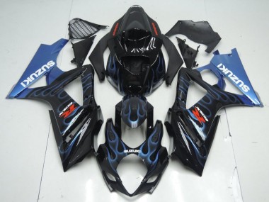 Black Blue Flame 07-08 GSXR 1000 Motorcycle Fairings