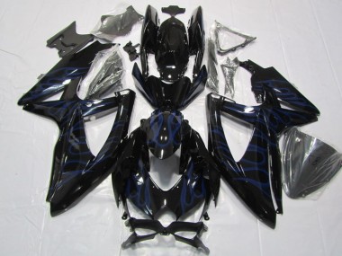 Black Blue Flame 08-10 GSXR 600 Motorcycle Fairings