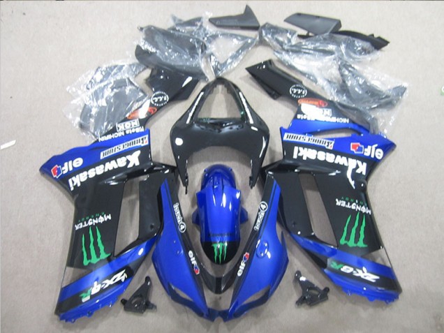 Black Blue Green Monster 07-08 ZX6R Motorcycle Fairing Black Blue Green Monster 07-08 ZX6R Motorcycle Fairing