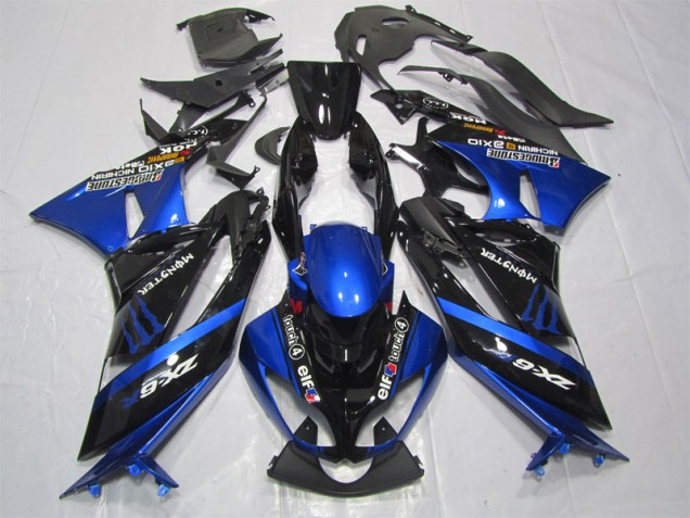 Black Blue Monster 09-12 ZX6R Motorcycle Fairings Black Blue Monster 09-12 ZX6R Motorcycle Fairings