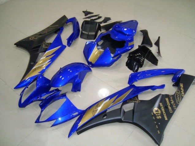 Black Blue with Gold Sticker 06-07 YZF R6 Motorcycle Fairing Black Blue with Gold Sticker 06-07 YZF R6 Motorcycle Fairing