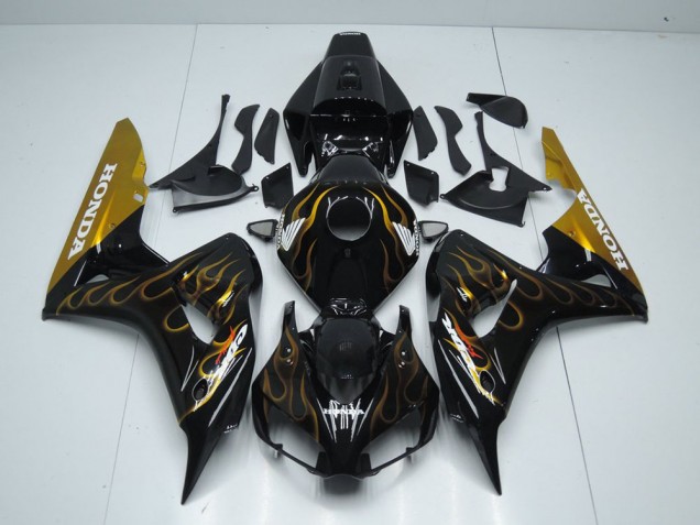 Black Gold Flame 06-07 CBR1000RR Motorcycle Fairings Black Gold Flame 06-07 CBR1000RR Motorcycle Fairings