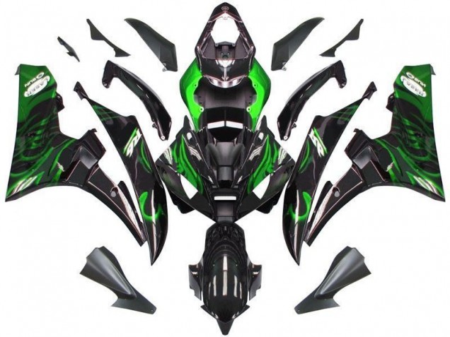 Black Green Flame 06-07 YZF R6 Motorcycle Fairings