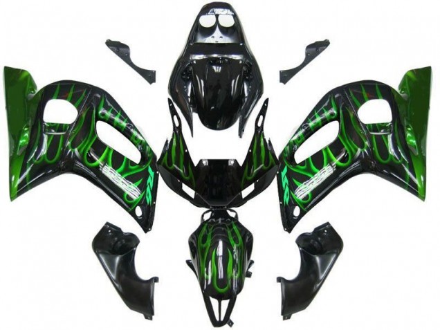 Black Green Flame 98-02 YZF R6 Motorcycle Fairings