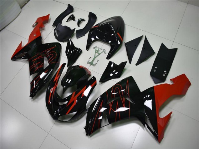 Black Red 06-07 ZX10R Motorcycle Fairings Black Red 06-07 ZX10R Motorcycle Fairings