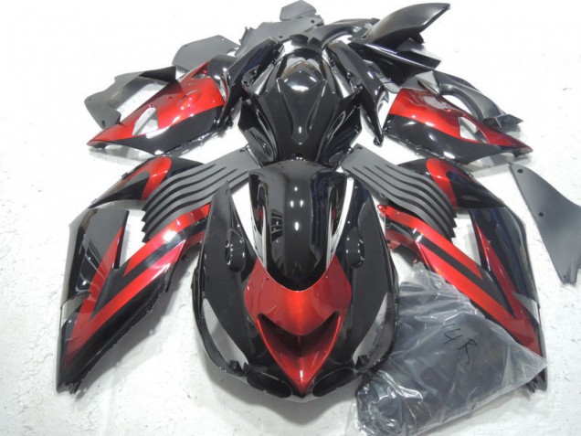 Black Red 06-11 ZX14R ZZR1400 Motorcycle Fairings