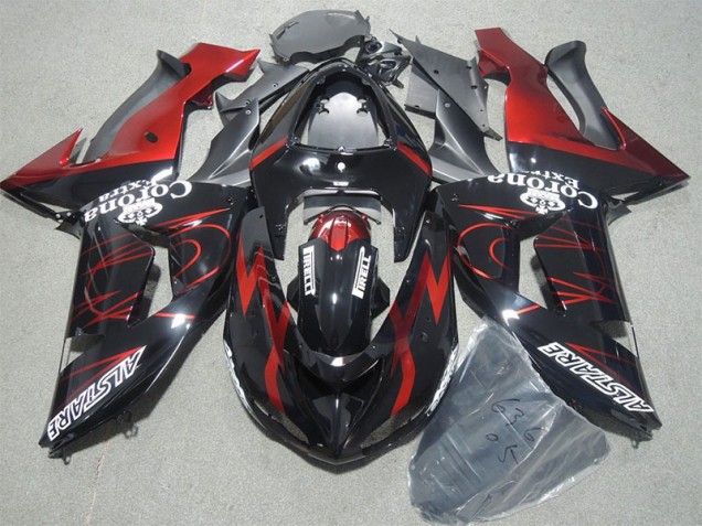 Black Red Corona Extra 06-07 ZX10R Motorcycle Fairings Black Red Corona Extra 06-07 ZX10R Motorcycle Fairings