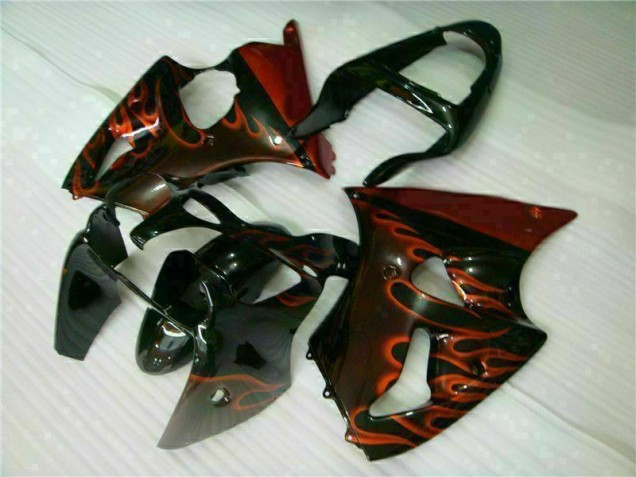 Black Red Flame 00-02 ZX6R Motorcycle Fairings Black Red Flame 00-02 ZX6R Motorcycle Fairings