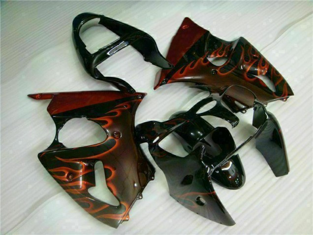 Black Red Flame 00-02 ZX6R Motorcycle Fairings Black Red Flame 00-02 ZX6R Motorcycle Fairings