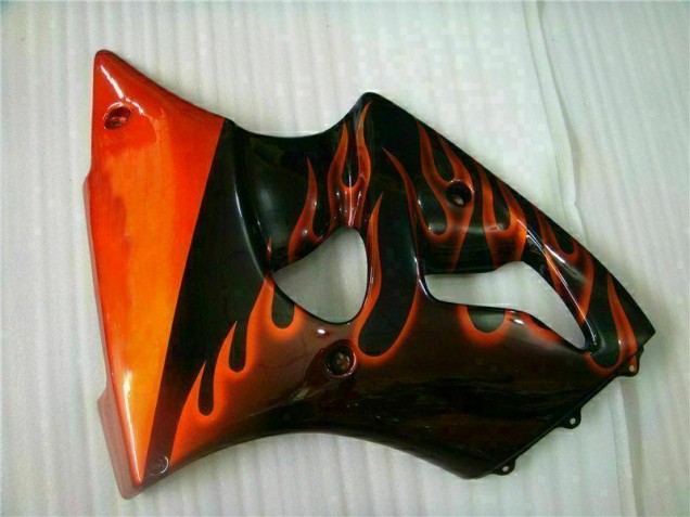 Black Red Flame 00-02 ZX6R Motorcycle Fairings Black Red Flame 00-02 ZX6R Motorcycle Fairings