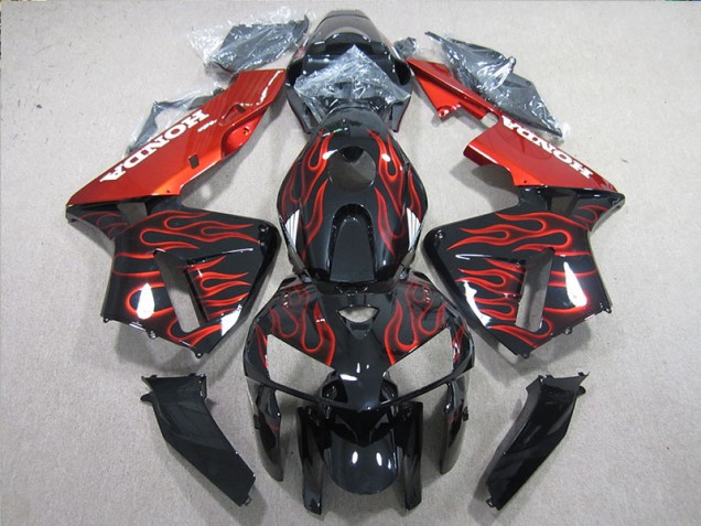Black Red Flame 05-06 CBR600RR Motorcycle Fairings Black Red Flame 05-06 CBR600RR Motorcycle Fairings