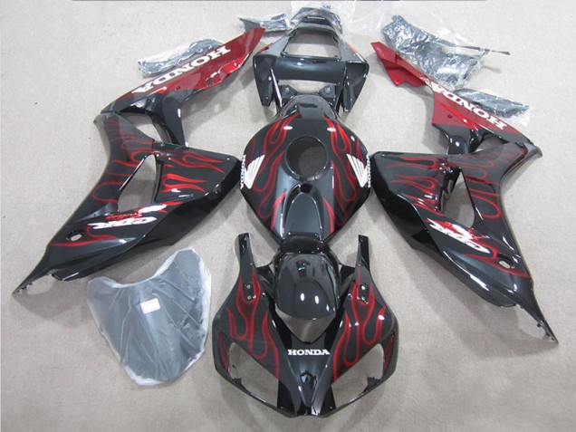 Black Red Flame 06-07 CBR1000RR Motorcycle Fairings Black Red Flame 06-07 CBR1000RR Motorcycle Fairings