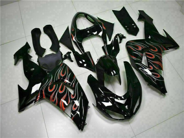 Black Red Flame 06-07 ZX10R Motorcycle Fairing Black Red Flame 06-07 ZX10R Motorcycle Fairing