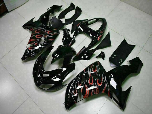 Black Red Flame 06-07 ZX10R Motorcycle Fairing Black Red Flame 06-07 ZX10R Motorcycle Fairing