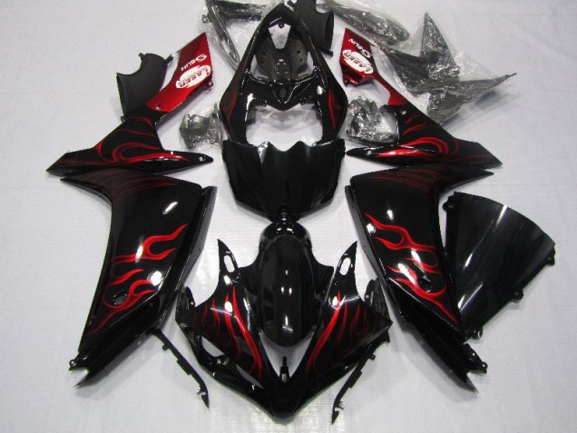 Black Red Flame 07-08 YZF R1 Motorcycle Fairings Black Red Flame 07-08 YZF R1 Motorcycle Fairings