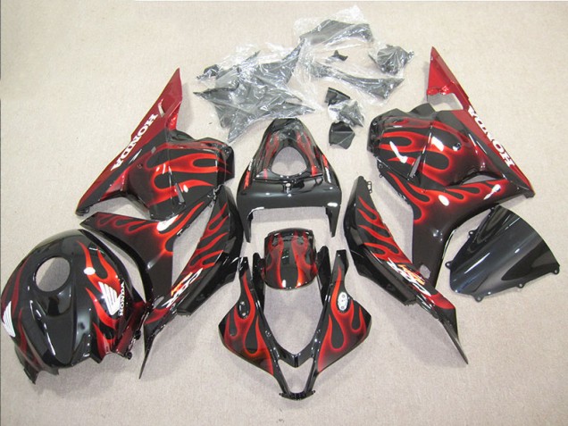 Black Red Flame 09-12 CBR600RR Motorcycle Bodywork Black Red Flame 09-12 CBR600RR Motorcycle Bodywork