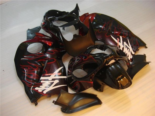 Black Red Flame 96-07 GSXR 1300 Hayabusa Motorcycle Fairings