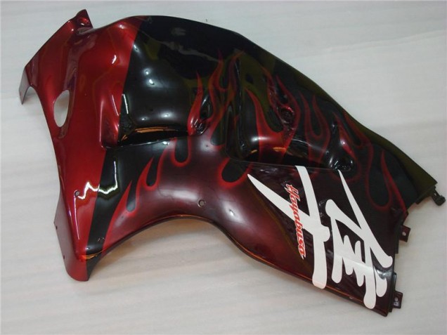 Black Red Flame 96-07 GSXR 1300 Hayabusa Motorcycle Fairings