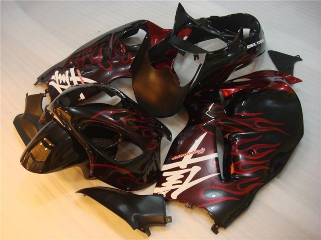 Black Red Flame 96-07 GSXR 1300 Hayabusa Motorcycle Fairings