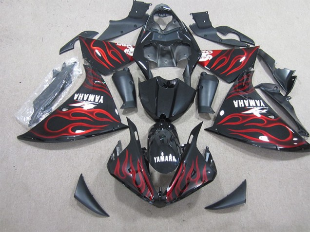 Black Red Flame White Decal 09-11 YZF R1 Motorcycle Fairings Black Red Flame White Decal 09-11 YZF R1 Motorcycle Fairings