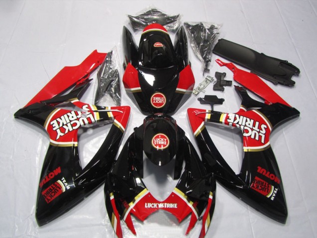 Black Red Lucky Strike Motul 06-07 GSXR 600 Motorcycle Fairings Black Red Lucky Strike Motul 06-07 GSXR 600 Motorcycle Fairings