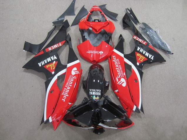 Black Red White Santander 08-16 YZF R6 Motorcycle Fairings