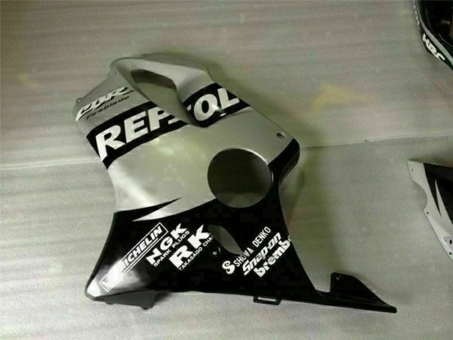 Black Silver Repsol 01-03 CBR600 F4i Motorcycle Fairings Black Silver Repsol 01-03 CBR600 F4i Motorcycle Fairings