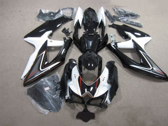 Black White 08-10 GSXR 600 Motorcycle Fairing