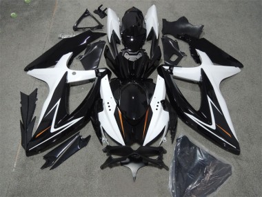 Black White 08-10 GSXR 600 Motorcycle Fairings