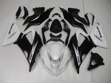 Black White 13-18 ZX6R Motorcycle Fairings