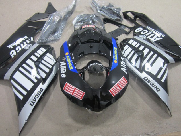 Black White Advance Alice 07-14 Ducati 1098 Motorcycle Fairings Black White Advance Alice 07-14 Ducati 1098 Motorcycle Fairings
