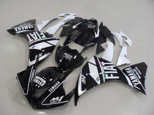 Black White Fiat 12-14 YZF R1 Motorcycle Fairing Black White Fiat 12-14 YZF R1 Motorcycle Fairing