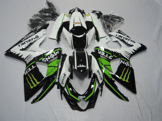 Black White Green Monster Pizzoli 09-16 GSXR 1000 Motorcycle Fairings