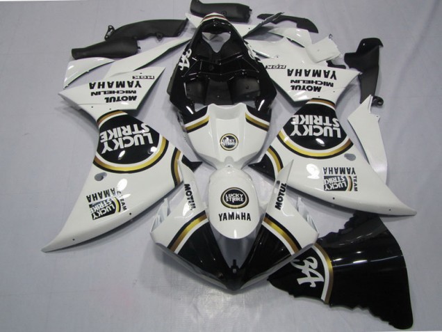 Black White Lucky Strike 09-11 YZF R1 Motorcycle Fairings