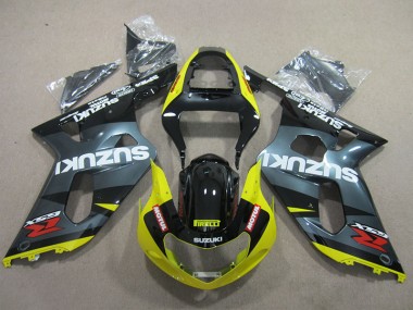 Black Yellow Motul 01-03 GSXR 600 Motorcycle Fairings