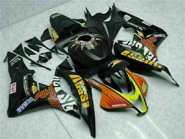 Black Yellow Repsol 46 07-08 CBR600RR Motorcycle Fairings Black Yellow Repsol 46 07-08 CBR600RR Motorcycle Fairings
